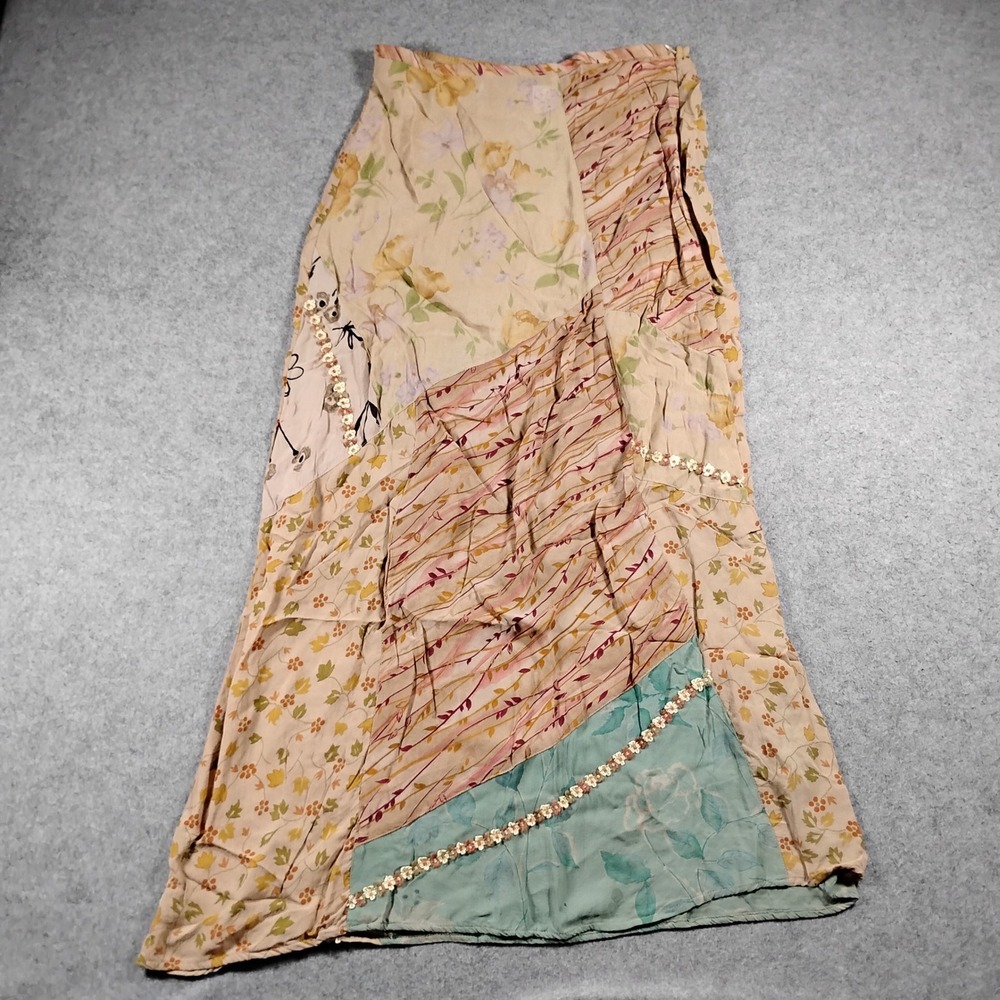 Citron Santa Monica Women's Multicolor Patchwork Floral Rayon Maxi Skirt Size L